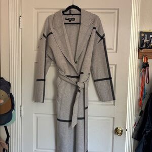 Karl Lagerfeld Light Gray Coat with Black Accents